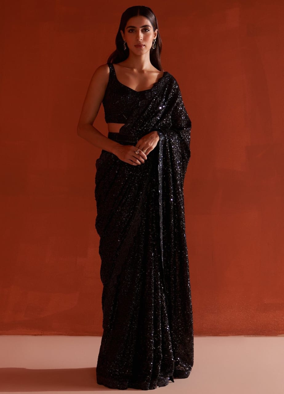 Bollywood Sequin Dream Saree – Premium Faux Georgette Glam