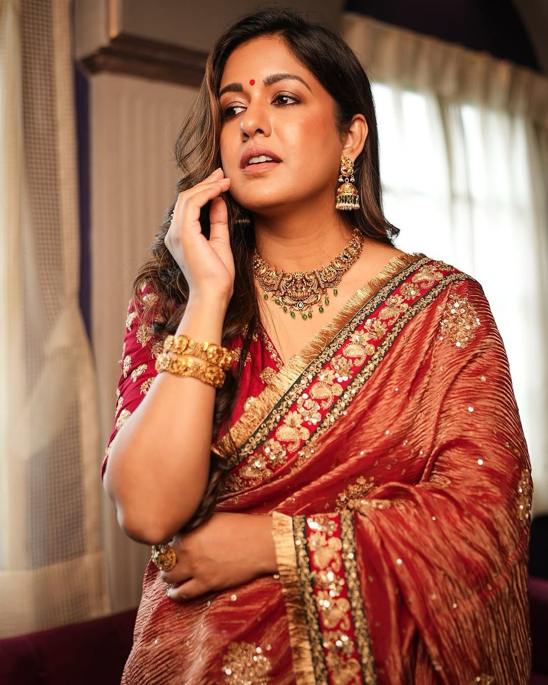 VF Bollywood Designer Banarasi Crush Saree with Sequin & Embroidery Work – Premium Partywear Saree | C-257RF