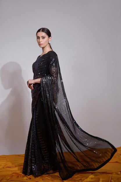 Multicolor Sequin Embroidered Georgette Saree | The Sareen