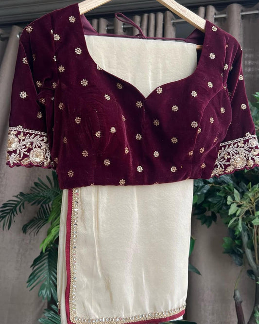 Super Hit Mirror Lace Saree in Rich Chinon Fabric | The Sareen Exclusive