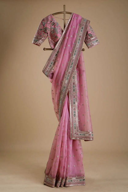 Elegant Organza Silk Designer Saree with Thread & Sequin Work | The Sareen Exclusive