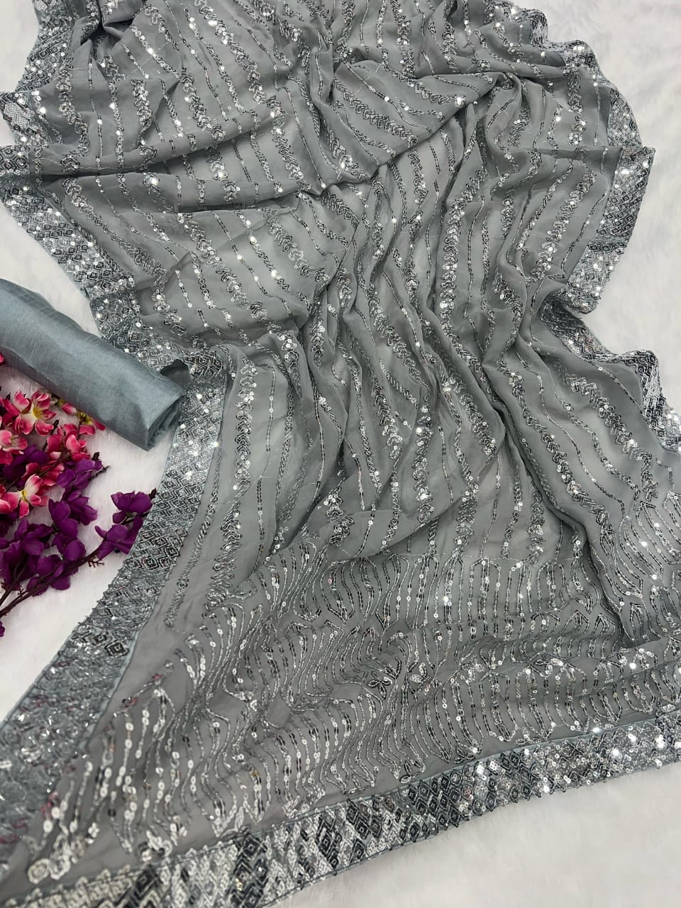 Sitara – Premium Sequin Embroidered Georgette Saree