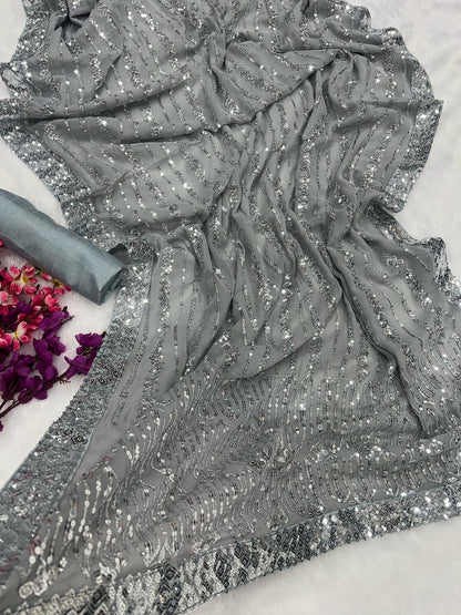 Sitara – Premium Sequin Embroidered Georgette Saree