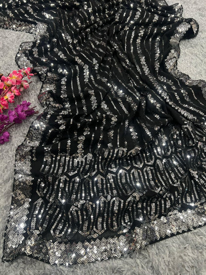 Sitara – Premium Sequin Embroidered Georgette Saree
