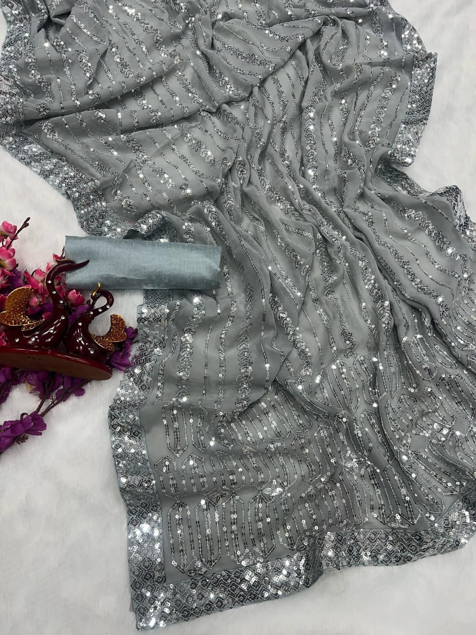 Sitara – Premium Sequin Embroidered Georgette Saree