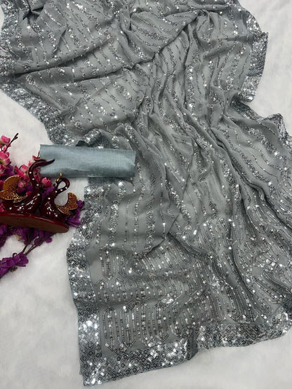Sitara – Premium Sequin Embroidered Georgette Saree
