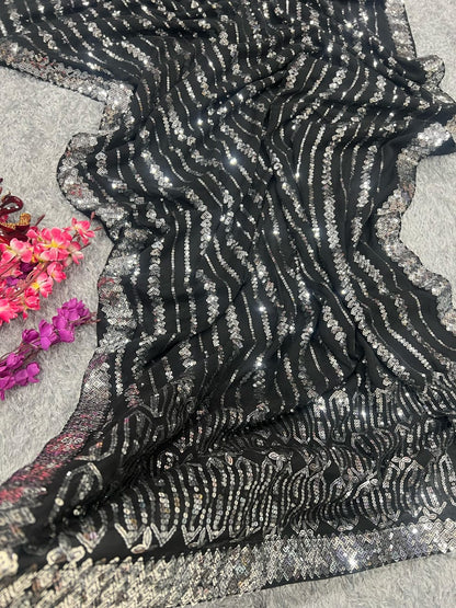 Sitara – Premium Sequin Embroidered Georgette Saree