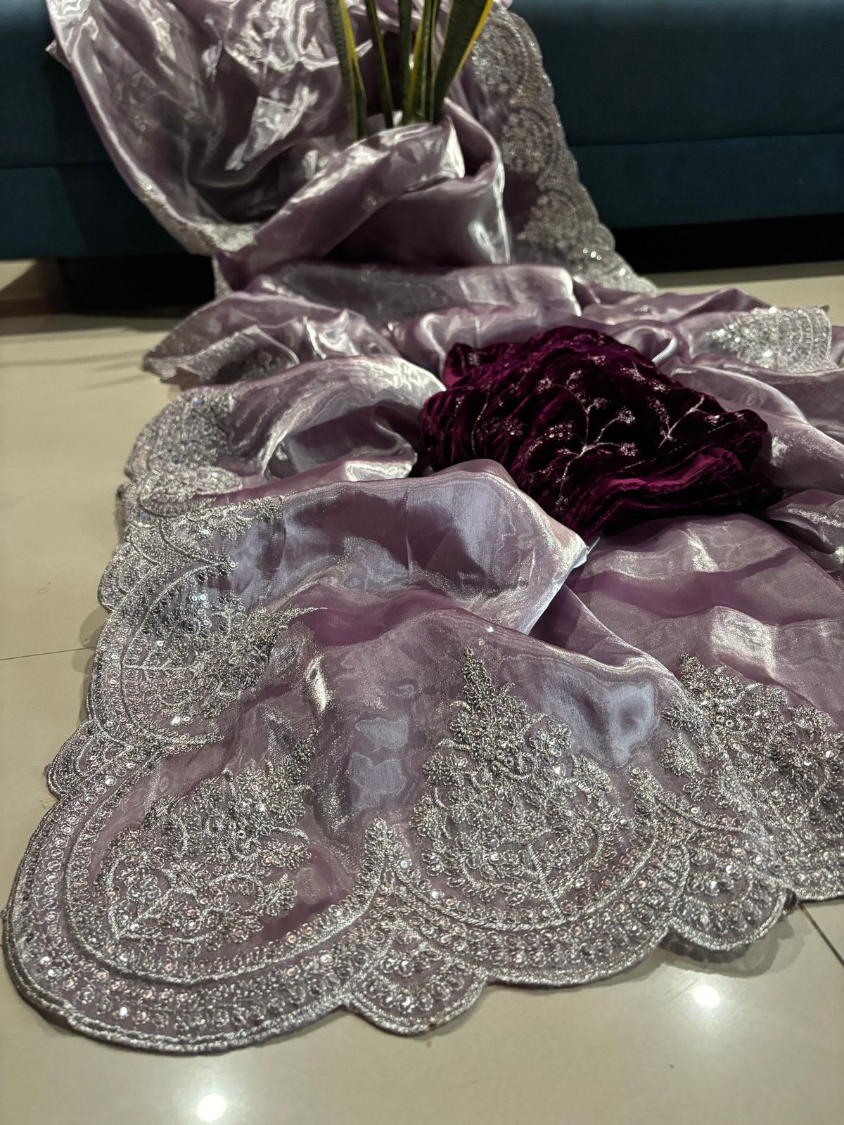 Zaria – Jimmy Choo Inspired Designer Saree with Zari embroidery