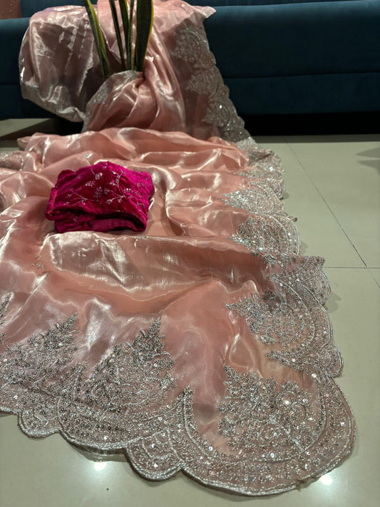 Zaria – Jimmy Choo Inspired Designer Saree with Zari embroidery