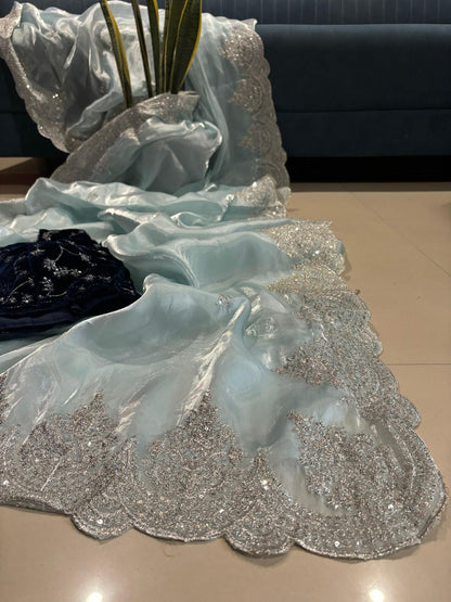 Zaria – Jimmy Choo Inspired Designer Saree with Zari embroidery