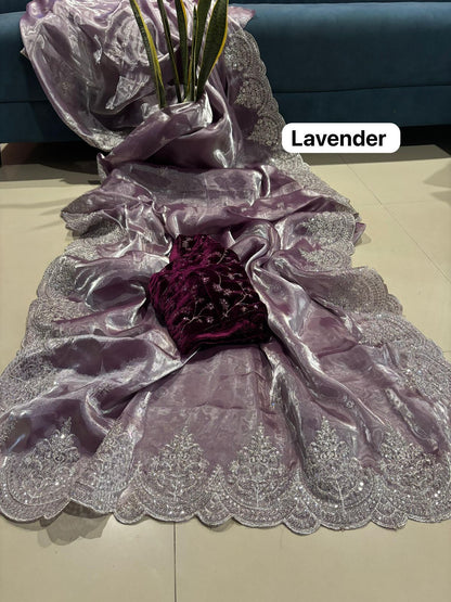 Zaria – Jimmy Choo Inspired Designer Saree with Zari embroidery