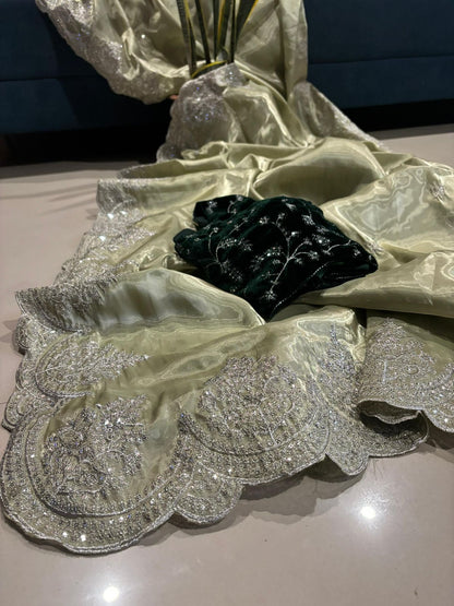 Zaria – Jimmy Choo Inspired Designer Saree with Zari embroidery