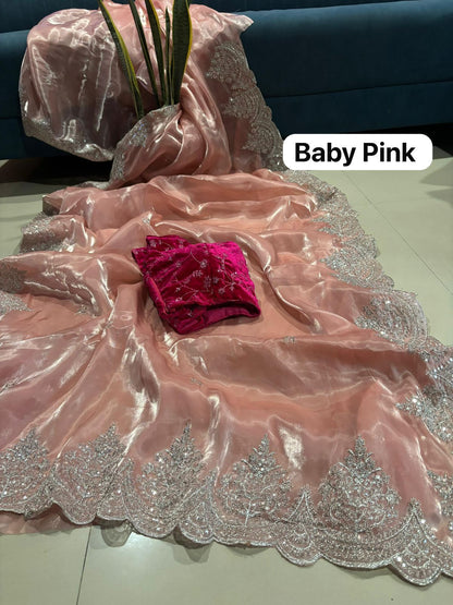 Zaria – Jimmy Choo Inspired Designer Saree with Zari embroidery