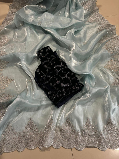 Zaria – Jimmy Choo Inspired Designer Saree with Zari embroidery