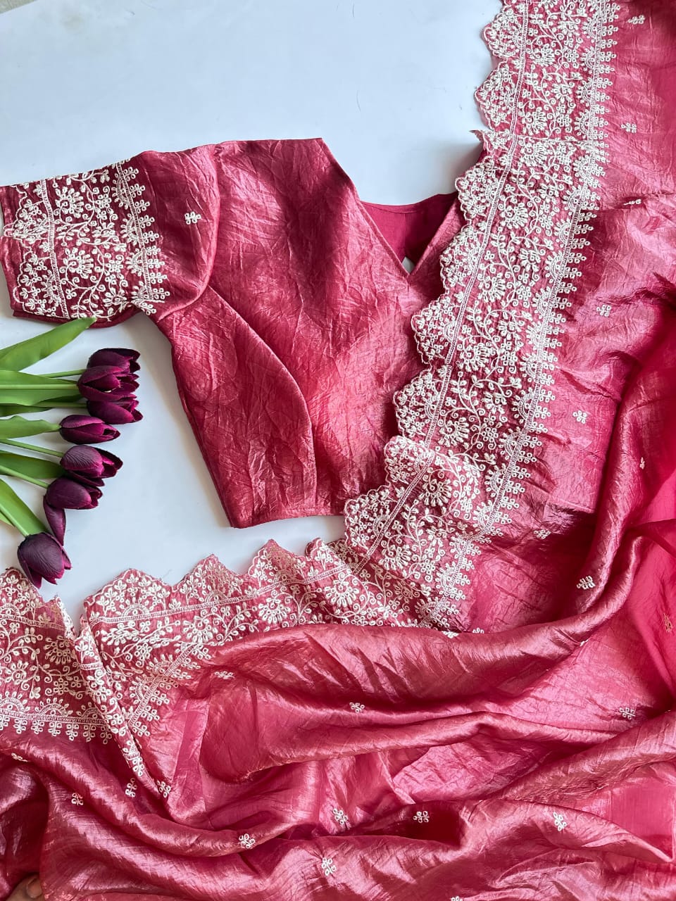 Asvi Floral Butta-3 – Elegant Pure Crush Silk Saree