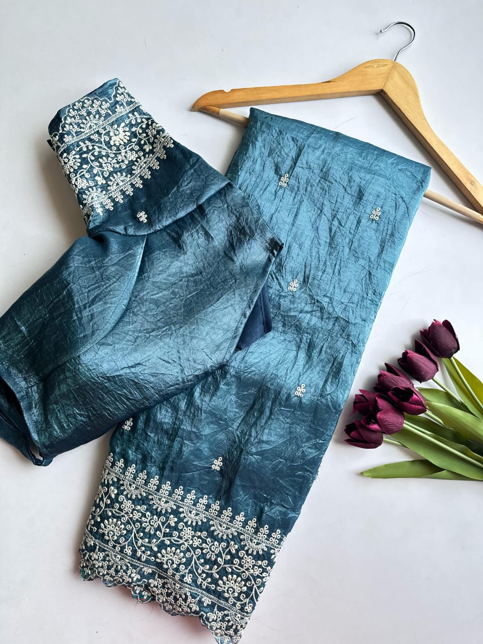 Asvi Floral Butta-3 – Elegant Pure Crush Silk Saree