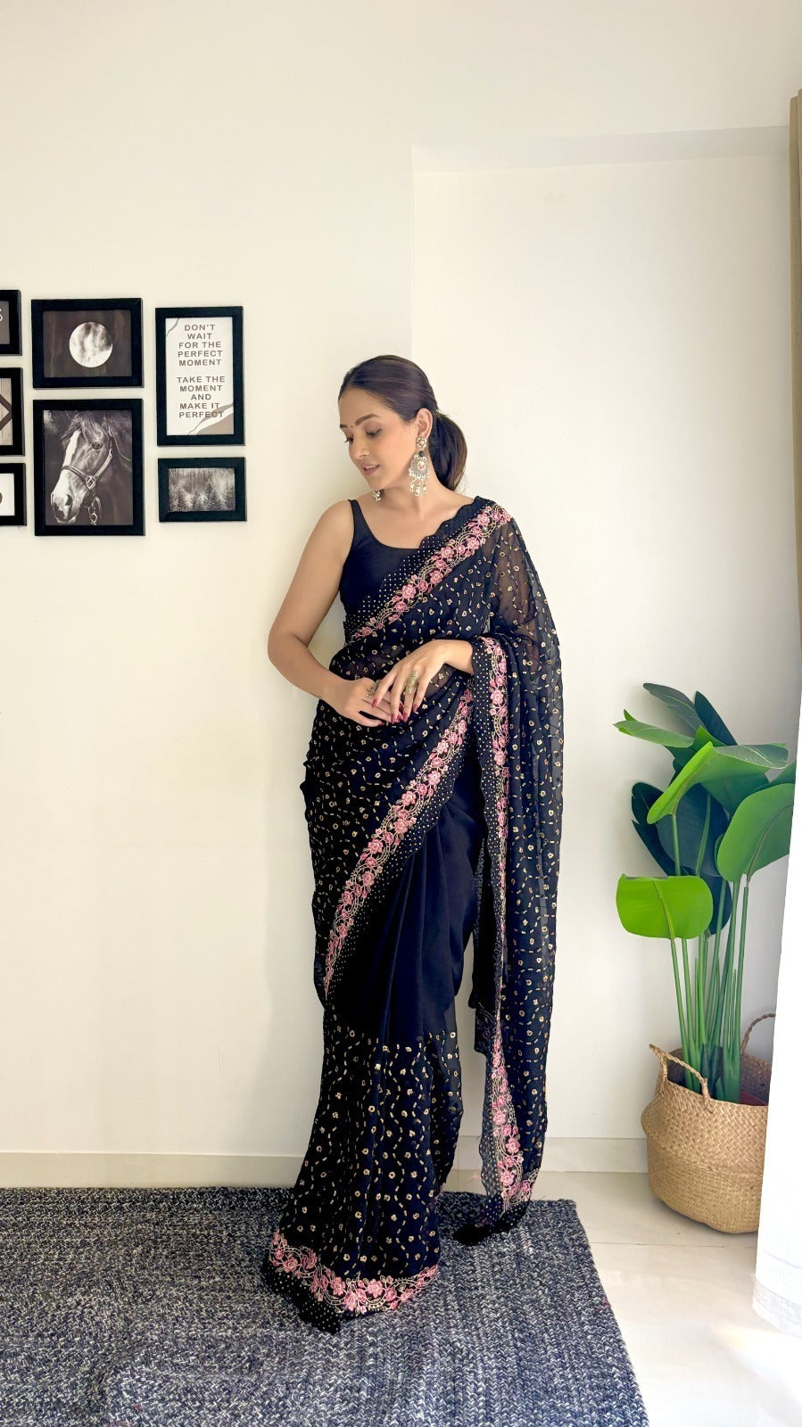 Multicolour Magic – Sequins & Thread Work Georgette Saree