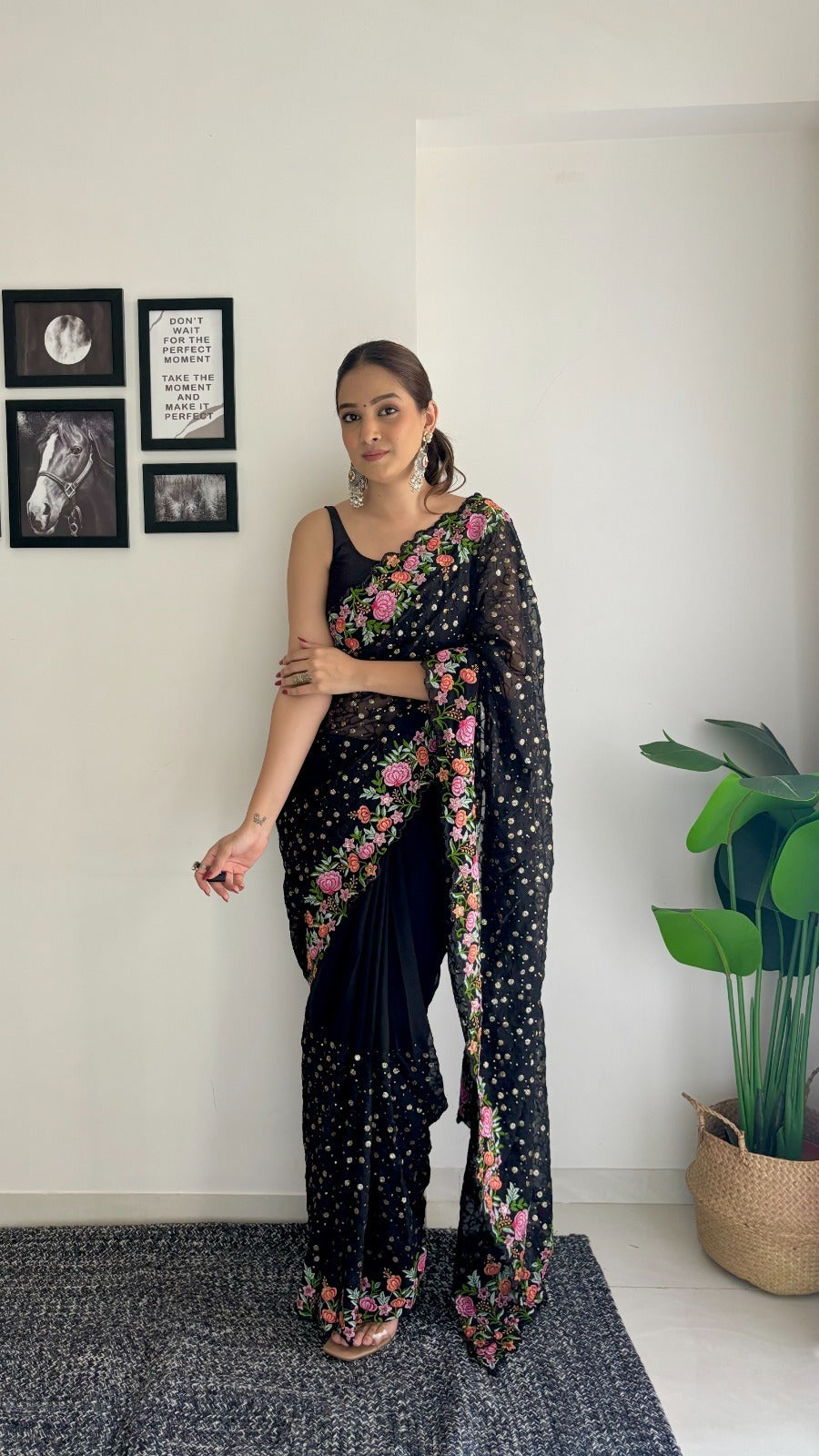 Multicolour Magic – Sequins & Thread Work Georgette Saree