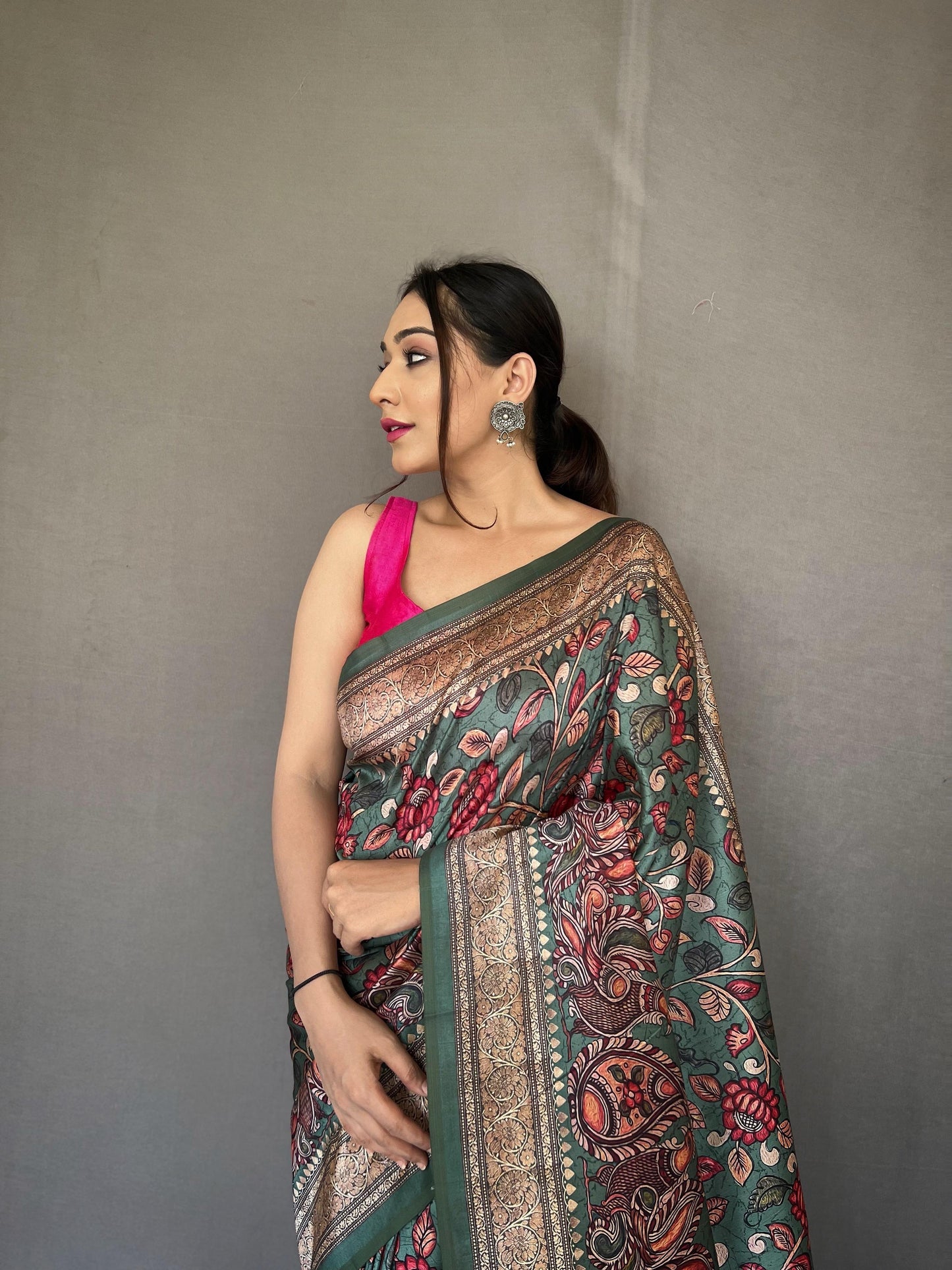 DIVA Kalamkari Fusion Soft Silk Saree – A New Age of Elegance
