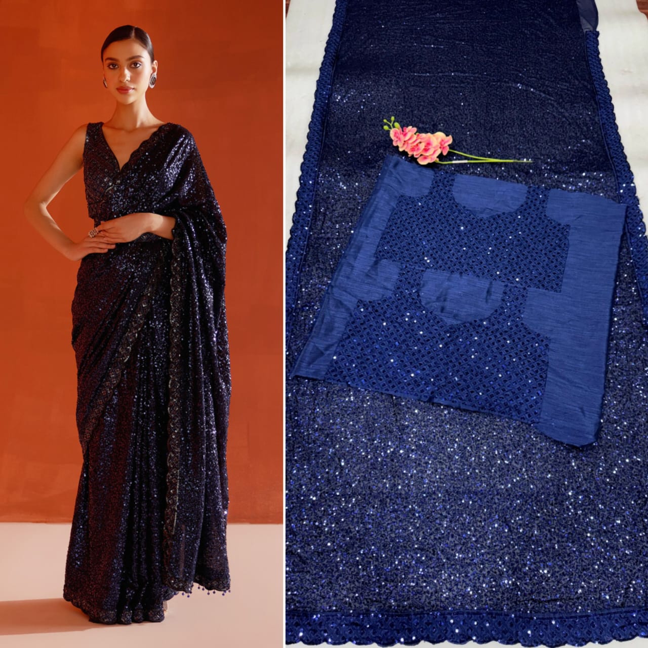 Bollywood Sequin Dream Saree – Premium Faux Georgette Glam