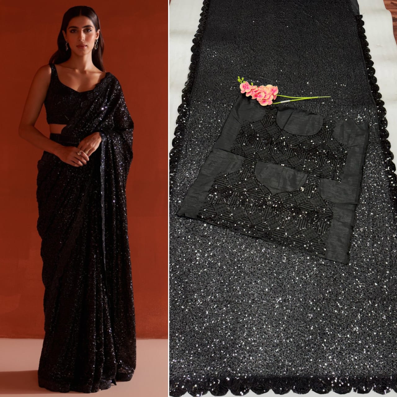 Bollywood Sequin Dream Saree – Premium Faux Georgette Glam