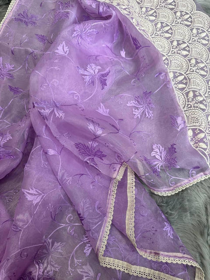Ishaq – Elegant Lucknowi Organza Silk Saree with Viscose Thread Work | The Sareen Exclusive