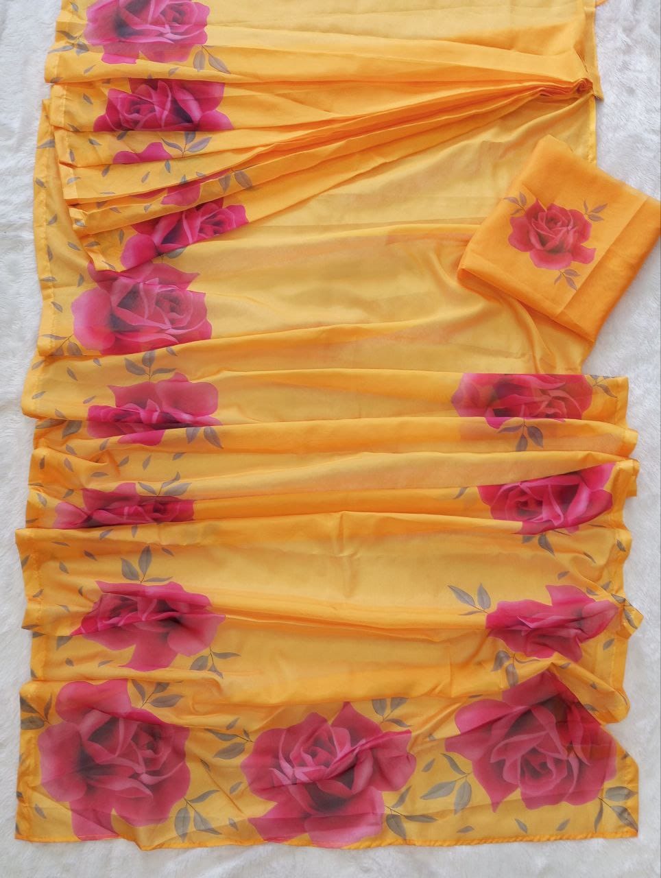 Elegant Ready-to-Wear Digital Print Taby Silk Saree | The Sareen Exclusive