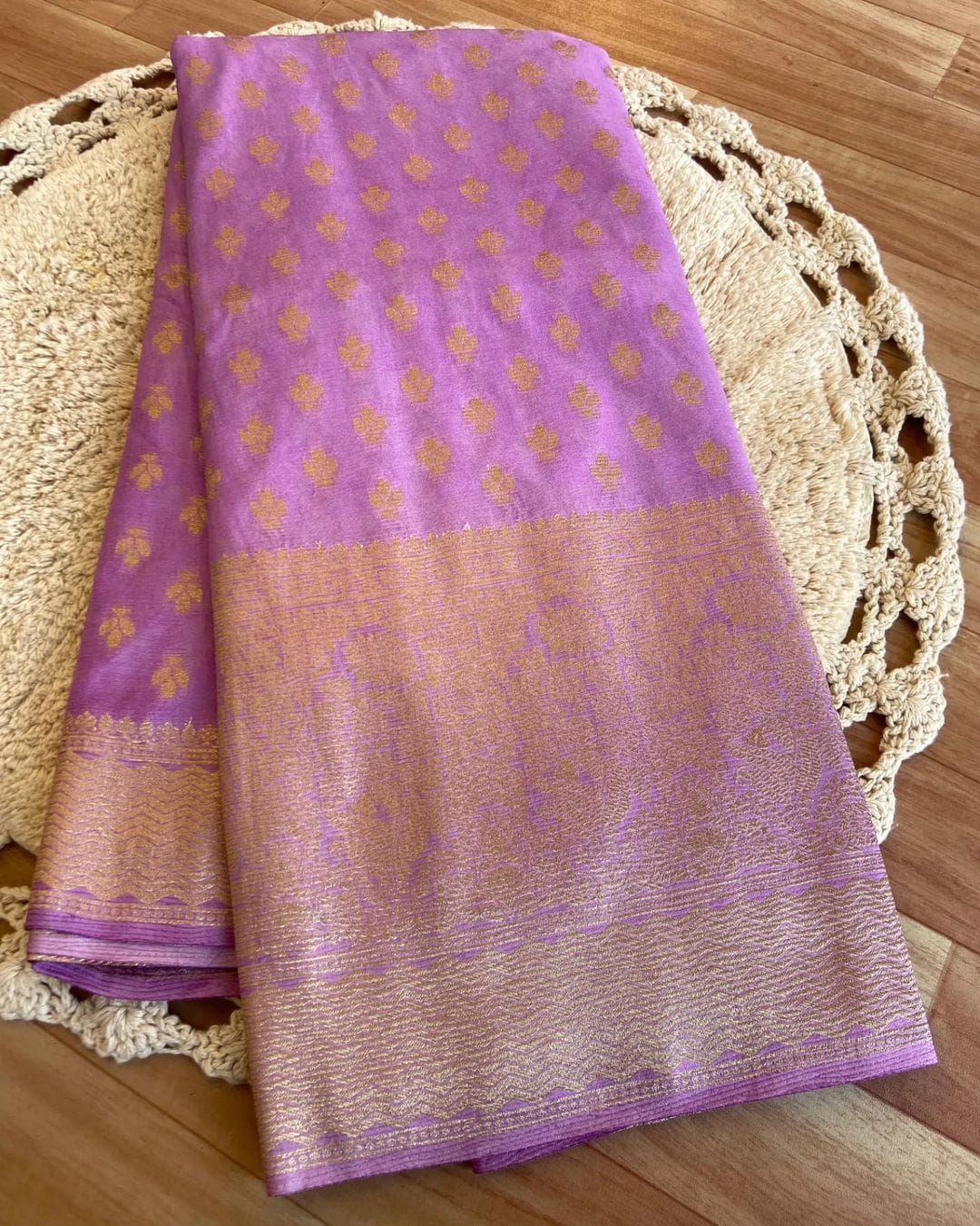 VF Pure Soft Khadi Crepe Silk Saree with Rich Zari Woven Pallu & Butti Work – Traditional Elegance | C-529A