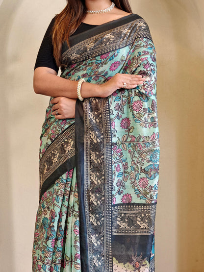 VF Madhu Soft Cotton Chanderi Saree with Kalamkari Digital Print & Tassels – Elegant Ethnic Wear | C-517A