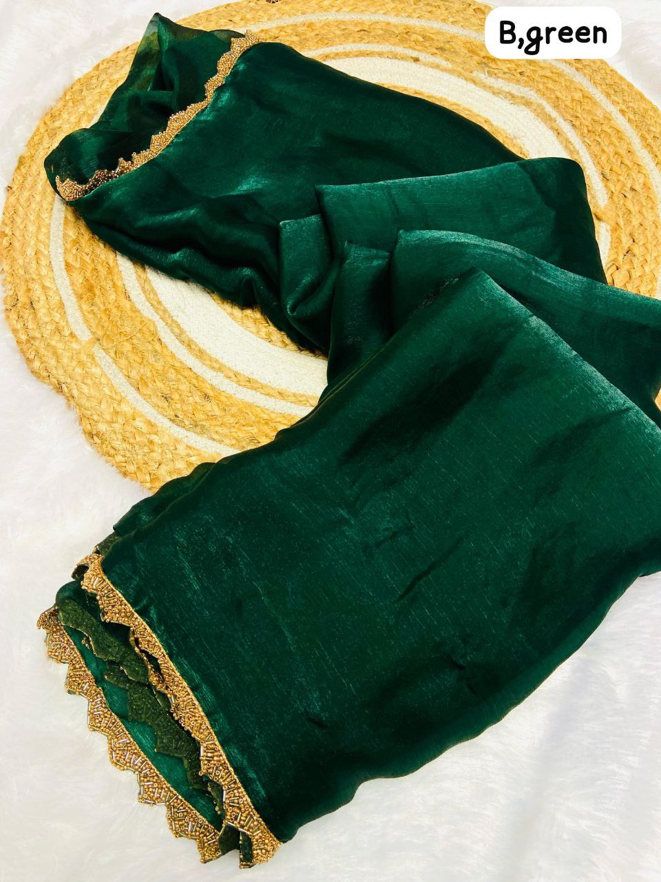 Fandy Elegance – Premium Silk Saree with Handwork Lace