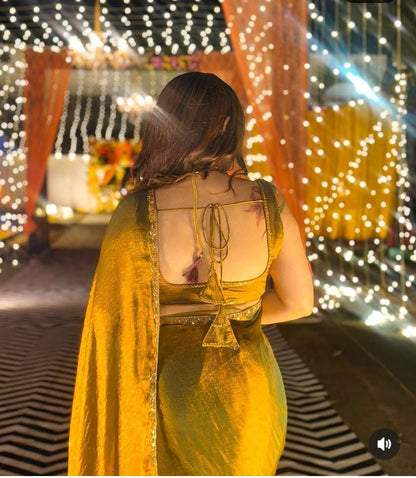 Fandy Elegance – Premium Silk Saree with Handwork Lace