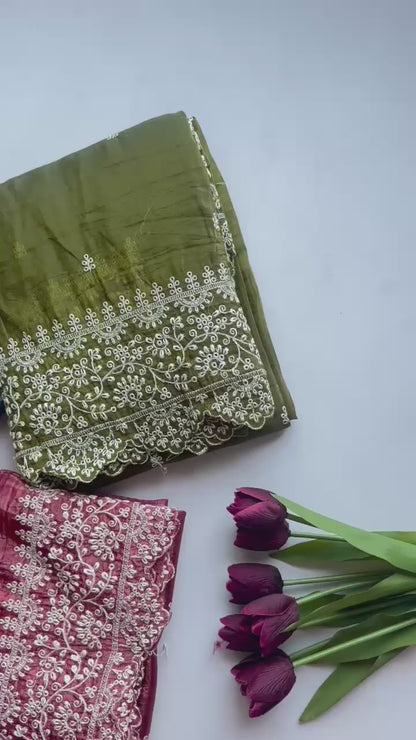 Asvi Floral Butta-3 – Elegant Pure Crush Silk Saree